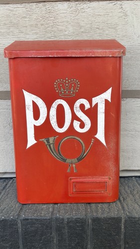 Vintage Swedish POST Red Metal Wall Mailbox JH Johansson Hallgren