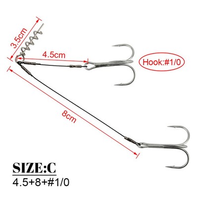 Korkenzieher Angelhaken Doppel Sharp Hecht Bass Weichkunststoffe