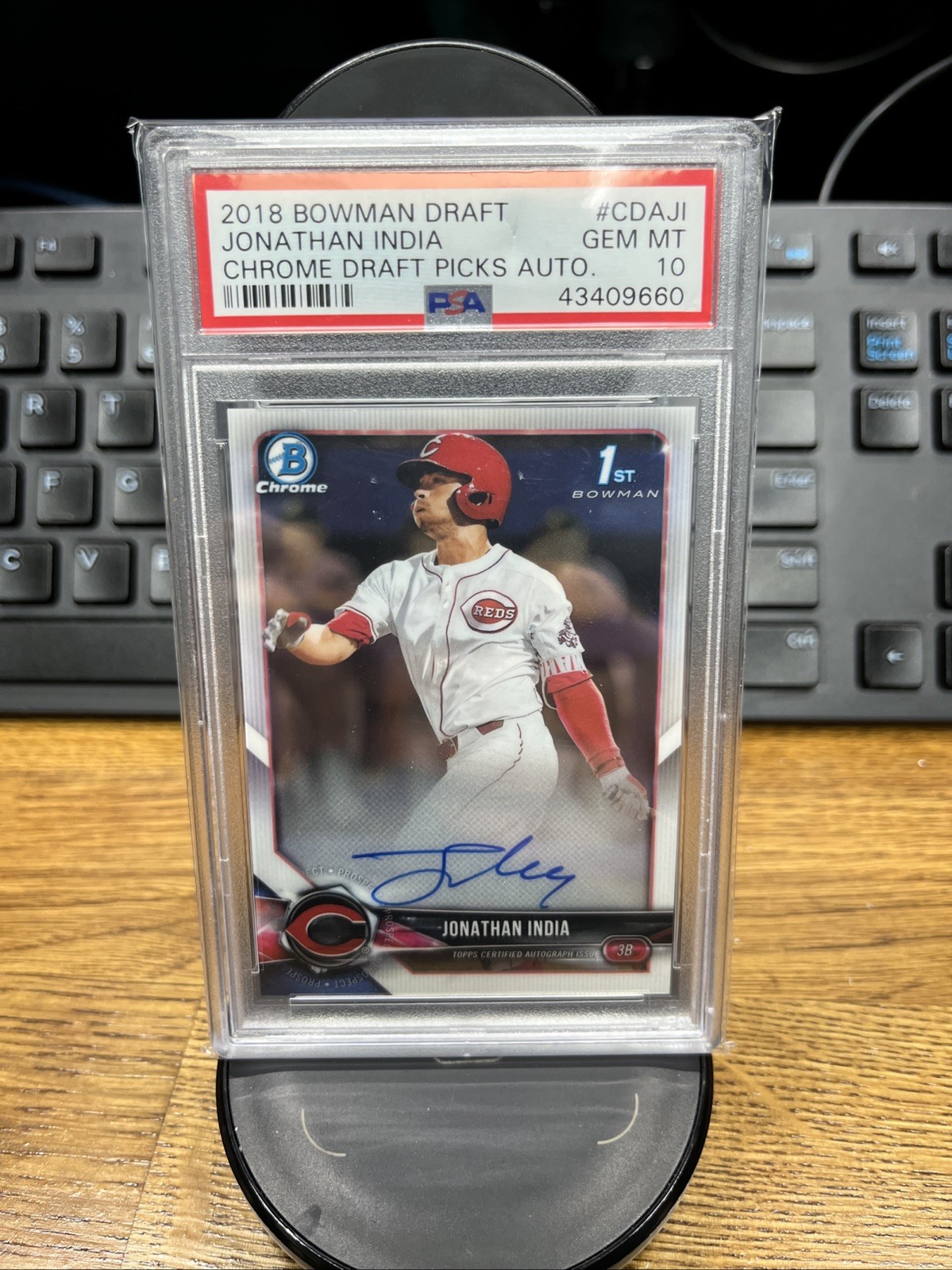JONATHAN INDIA PSA 10 2018 BOWMAN CHROME DRAFT 1ST PROSPECT AUTO REDS 2296 RC