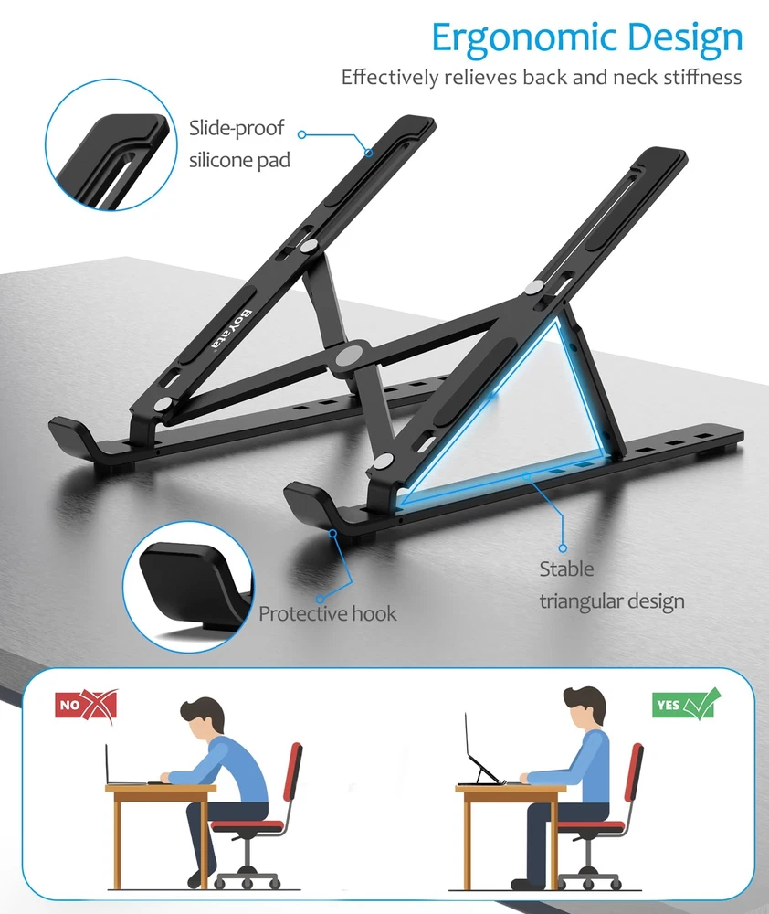 Laptop Stand Portable Laptop Holder Computer Stand for Desk Aluminum Foldable...