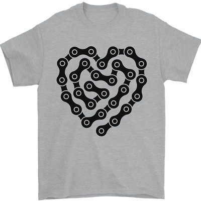 Heart Bike Chain Cycling Biker Motorbike Herren T-Shirt 100% Baumwolle