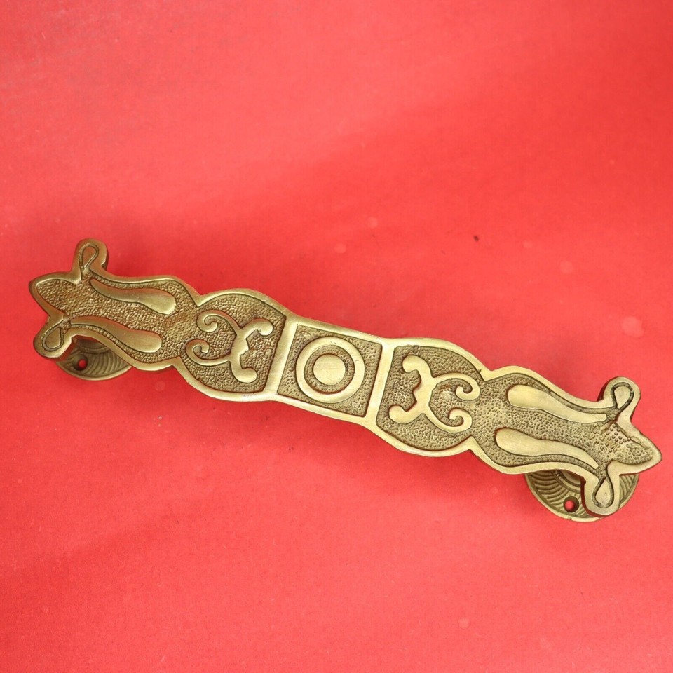 Flower Engraved Victorian Style Handmade Brass Cupboard Door