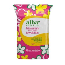Hawaiian 3-In-1 Towelettes Pineapple Enzyme 30 Count By Alba Botanica