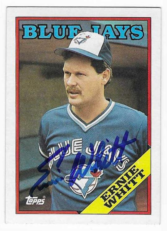 ERNIE WHITT 1988 TOPPS AUTOGRAPHED SIGNED # 79 TORONTO BLUE JAYS