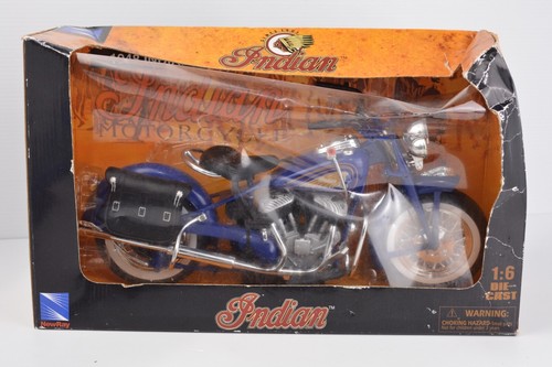 1948 Indian 1:6 Scale Die Cast Motorcycle Model Blue New Ray - Picture 8 of 12