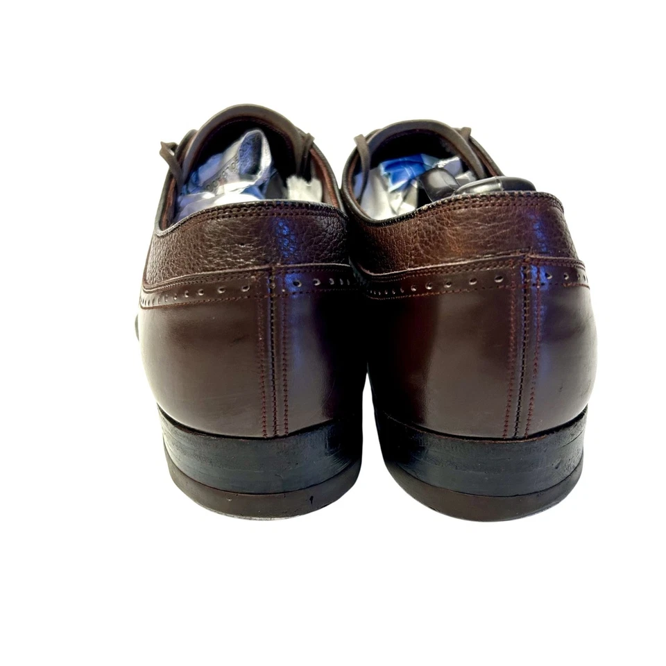 Zapato de vestir vintage años 50 Stacy Adams hecho a mano cuero marrón brogue punta de ala Oxford Foto 4 de 4