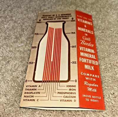 Vintage GAIL BORDEN VITAMIN-MINERAL FORTIFIED MILK Promo Piece - 3D Brochure