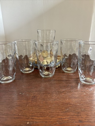 VTG Circleware Optic Dot Pattern 16 Oz Bubble Tumbler Tea Glasses - Set of 6