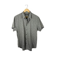 NWOT Theory Men’s Zack Dalhart Floral Twill Button Up Short Sleeve Grey XL