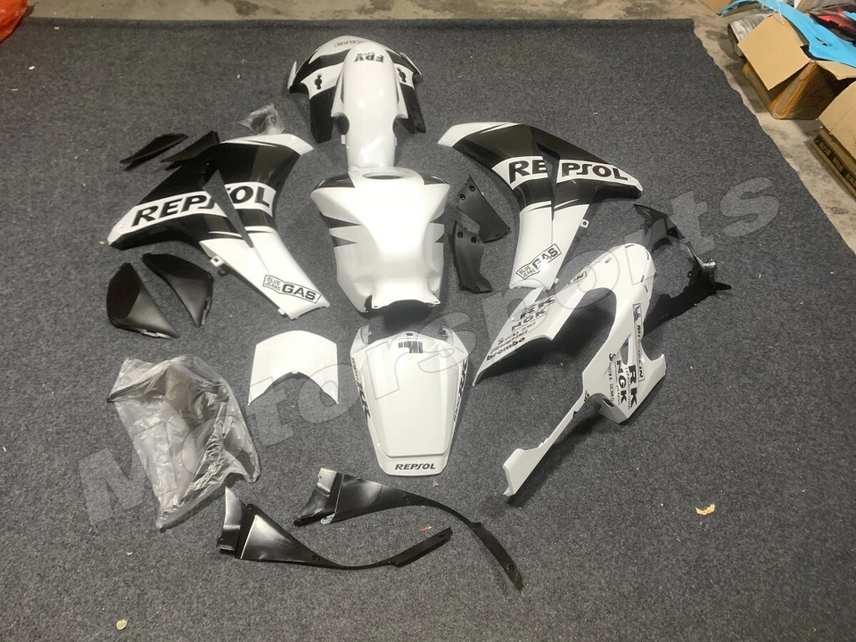 White Black Repsol Fairing Kit for 2008-2011 Honda CBR1000RR ABS Injection Body Foto 3 de 4