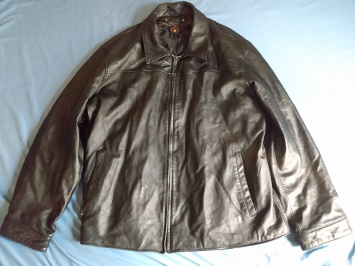 Black Leather Jacket Size 3XLT Full Zip 
