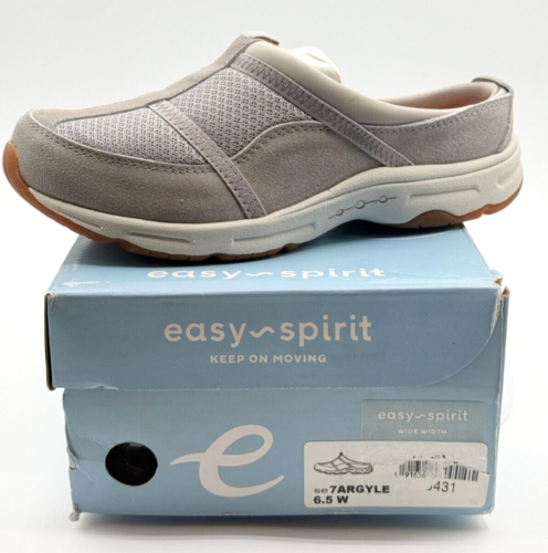 Easy Spirit Argyle Mule Walking Clogs Shoes Size 6.5-Wide Gray New In Box