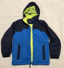 LL Bean Thinsulate Hooded Winter Parka Jacket Girls L14-16 Colorblock Blue Ski