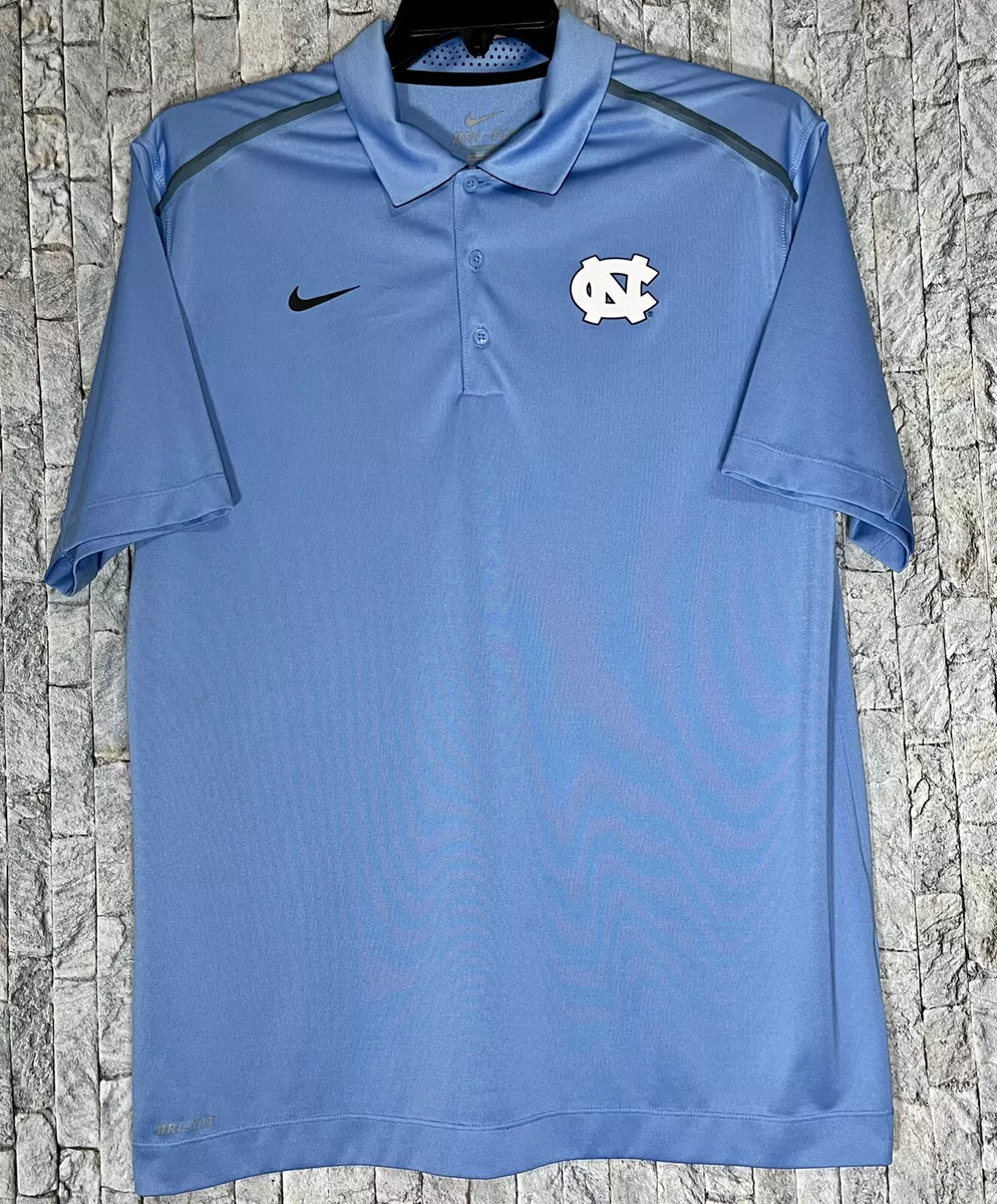 Nike Dri Fit North Carolina Tar Heels Light Blue Polo Short Sleeve