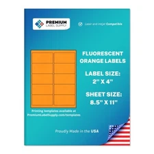 5000 Fluorescent Orange 2" x 4" Neon Color Address Labels 10 per sheet