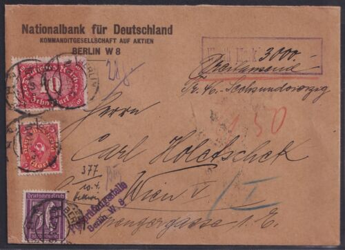 67210) Auslands-Wertbrief BERLIN 1922 nach Wien Postprüfungsstelle Siegel - Picture 1 of 2