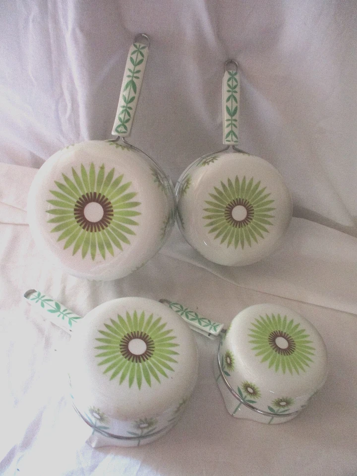 4 casseroles Aluminite Frügier porcelaine de Limoges vintage 70 -usage ou déco - - Photo 4/4