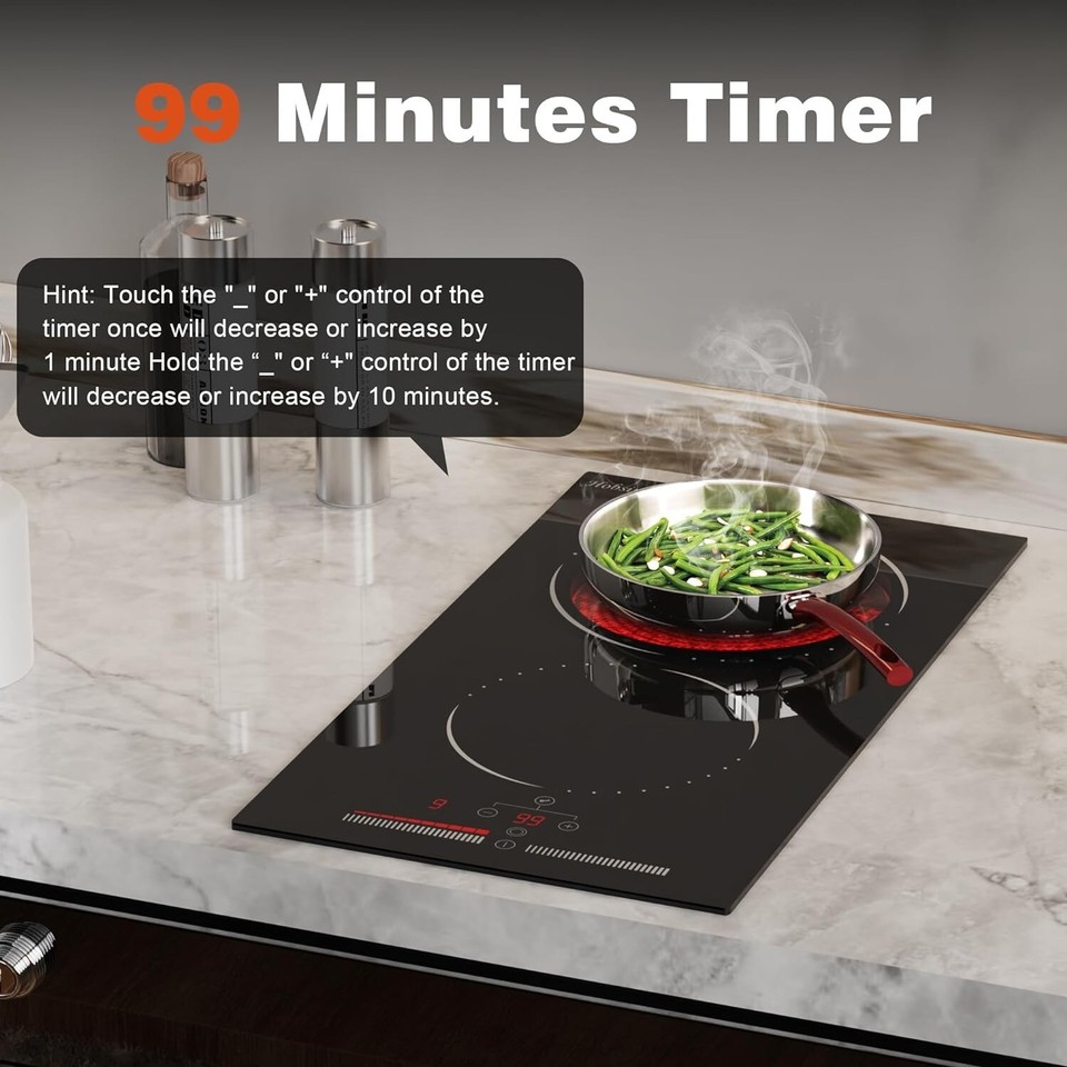 Hobsir hob 2 Burners Electric Cooktop 12 inch Radiant Electric Stove