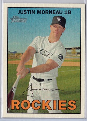 2016 Topps Heritage Baseball JUSTIN MORNEAU Flip Stock Glossy Back #294 SSP /5 !
