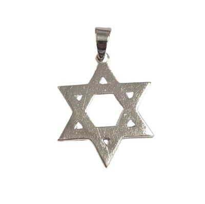 Vintage 14k white gold Jewish Star Pendant High Polished Estate