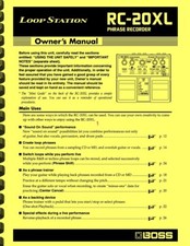 Boss RC-20XL Loop Station Registratore di frasi MANUALE DEL PROPRIETARIO