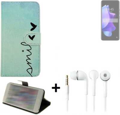 Handyhülle für Tecno Pop 7 + headset Schutzcase Wallet Flipstyle