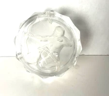 Clear Glass Ashtray W/ A Frosted Design Of An Archer 3.5'' Has Scratches Owned