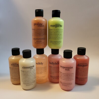 Lot of 8 PHILOSOPHY 3 IN 1 Shampoo Shower Gel Bubble Bath 6 FL OZ each