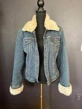 I.N.C. International Concepts Macy's Denim Jacket Sherpa Collar Cuffs Size XL
