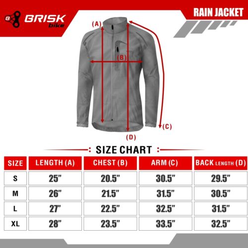 Brisk Bike Cycling Rain Jacket Lightweight Unisex Cycling Rain Jackets - Picture 2 of 10