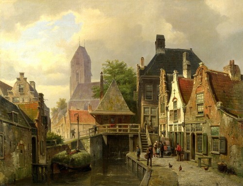 Impresión Ciudad Europea Pintura al Óleo Giclee Impresión Lienzo - Imagen 1 de 3