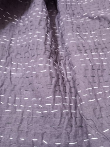 Indian Grey Bedspread Throw Kantha Quilt Hand Block Print King Size Bed Cover - Picture 12 of 13
