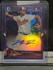 MATTHIAS DIETZ 126/250 AUTOGRAPH ROOKIE 2018 BOWMAN CHROME AUTO PURPLE REFRACTOR