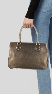 ETRO LEATHER Shoulder Bag BRONZE Italy EUC