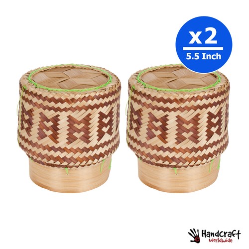 5.5" Kra-Tip Storage Bottle BamBoo Basket Pot Sticky Glutinous Rice Thai - Picture 4 of 5