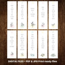 10 Printable Quote Minimal Design Bookmark Set Digital Download