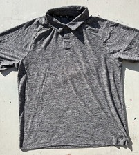 Men's FLX Polo Shirt Gray Golf XL Solid Urban City Preppy Short Casual