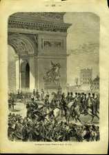 The Entry of German Troops into Paris - Book Cutout 1870 Woodblock Print