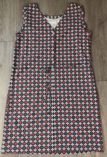 Banana Republic Geometric Print V Neck Waist Cinch Button Up Lined Dress Size 12