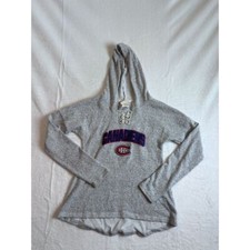NHL Montreal Canadiens Henley Grey Long Sleeve Hoodie Girl's Large 