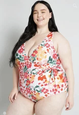 ModCloth NWT The Bonita One-Piece Floral Swimsuit - Multi - Size Large