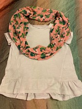 Girls 2 Pc White Shirt Peach Scarf JK gilrs Top XL 6 CUTE
