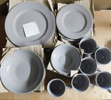 Home Expressions 29 Piece Dinnerware Set, Beaded-Grey