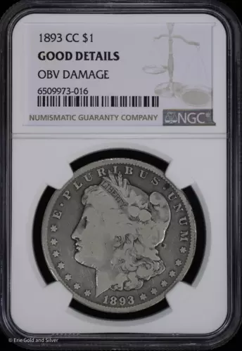 1893-CC $1 Morgan Silver Dollar NGC Good Details