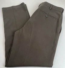 Perry Ellis Portfolio Men's 33x30 Modern Fit Pants Brown Subtle Vertical Stripe