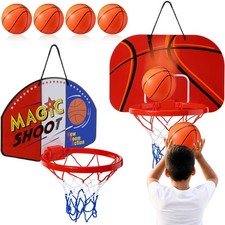 Sosation 2-Pack Mini Basketball Hoop Set Indoor No Drilling 4 Balls Pump Hooks