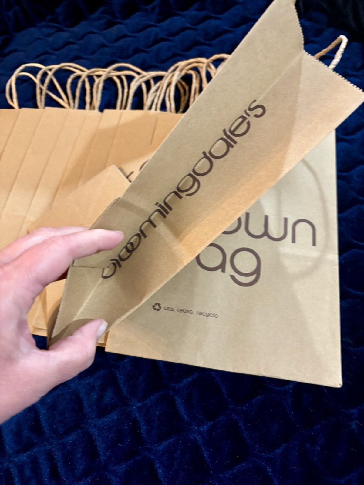 New Lot Of 3 BLOOMINGDALE'S Little Brown Tote SHOPPING Paper GIFT BAGs W/Tissue