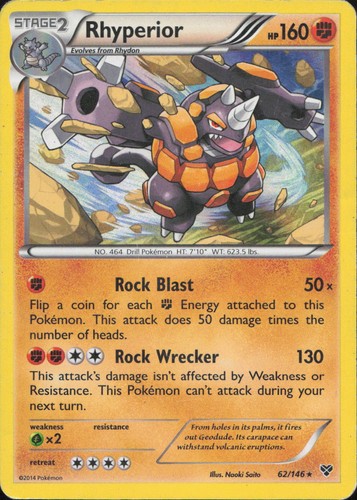 Rhyperior 62/146 RARE Holo XY Base Set Pokemon Moderately Played