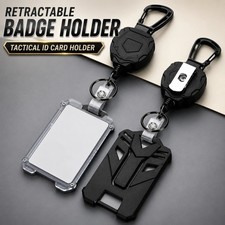 Retractable Badge Holder, Heavy Duty Carabiner Keychain, Tactical ID Card Holder
