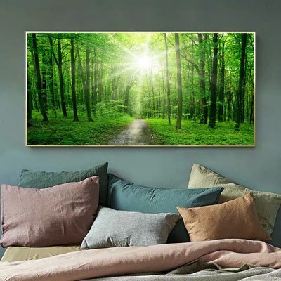 Canvas Painting Natural Green Tree Forest Sunshine Poster and Print Wall Picture